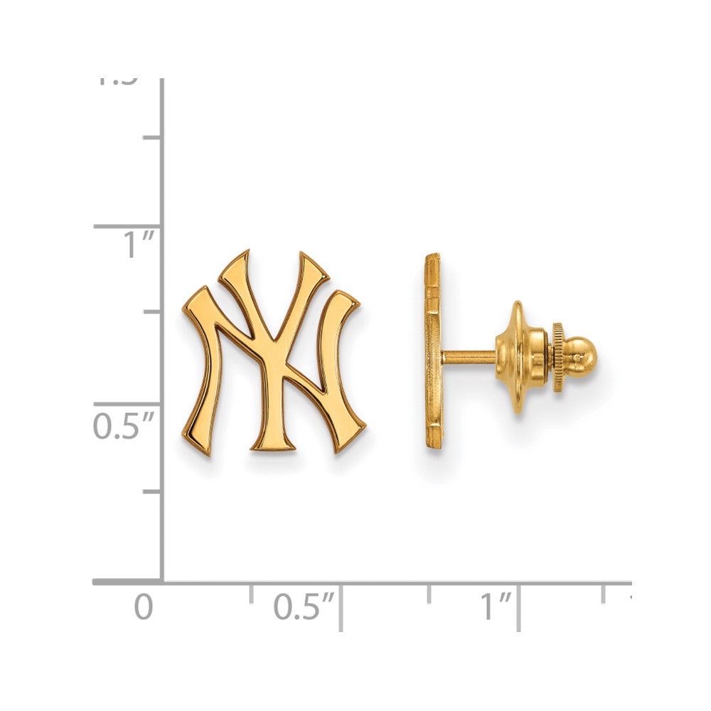Alternate view of the 14K Yellow Gold MLB New York Yankees 15mm Lapel or Tie Pin by The Black Bow Jewelry Co.
