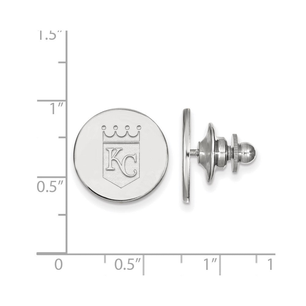 Alternate view of the 14K White Gold MLB Kansas City Royals 15mm Lapel or Tie Pin by The Black Bow Jewelry Co.