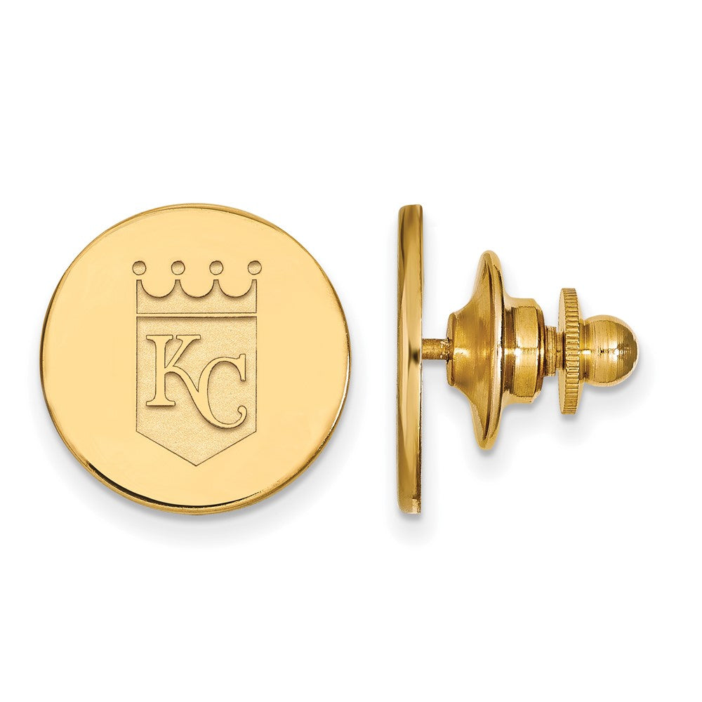 14K Gold Plated Silver MLB Kansas City Royals 15mm Lapel or Tie Pin, Item M11890 by The Black Bow Jewelry Co.