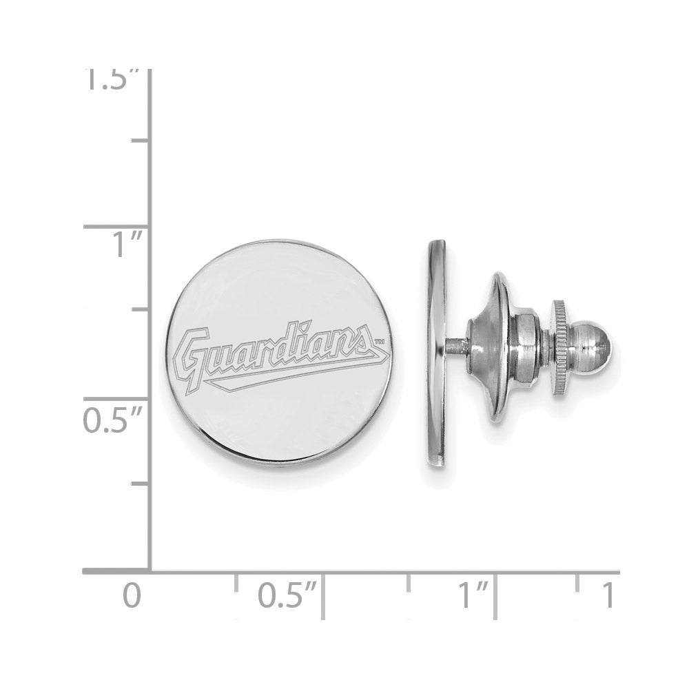 Alternate view of the 14K White Gold MLB Cleveland Guardians 15mm Script Lapel or Tie Pin by The Black Bow Jewelry Co.