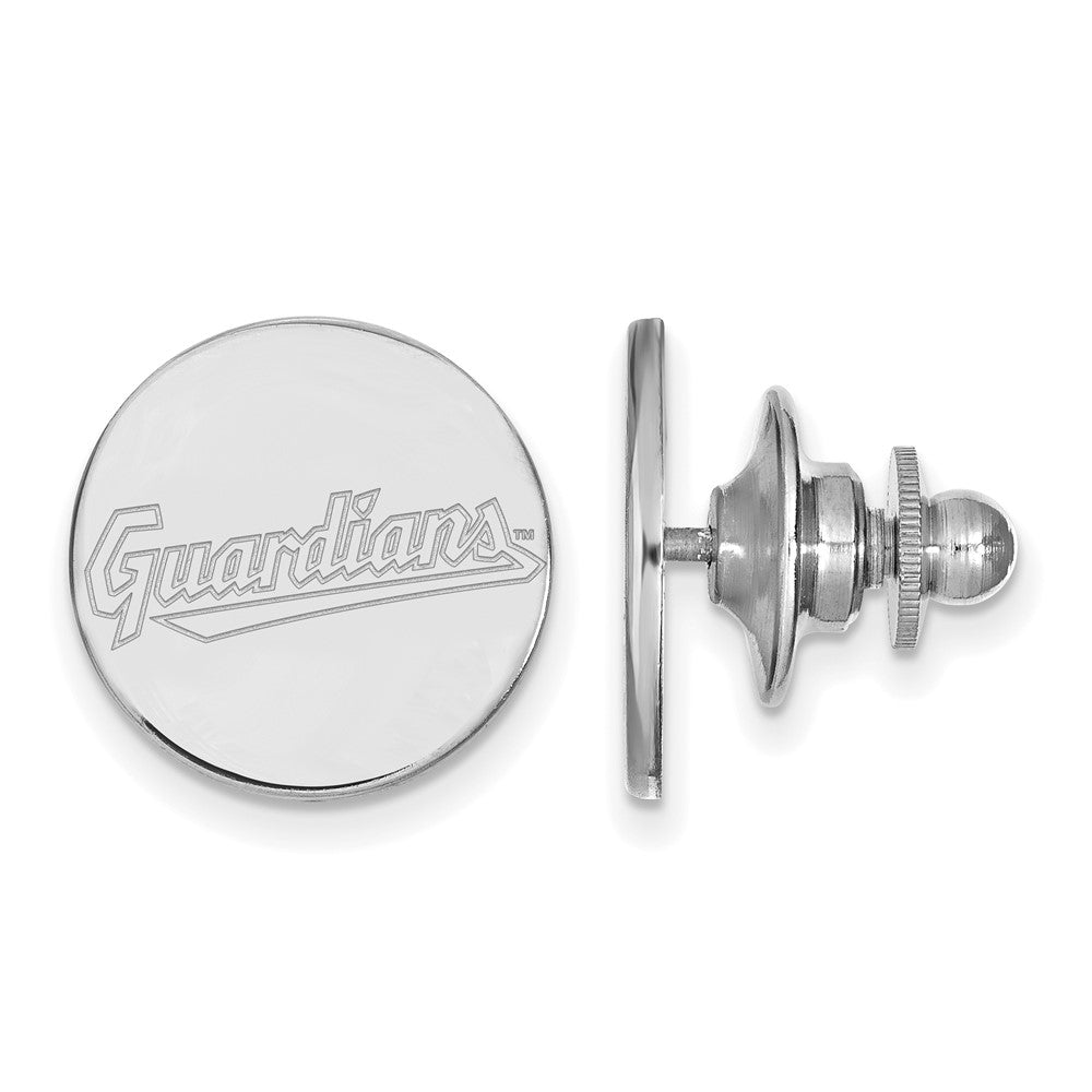 Sterling Silver MLB Cleveland Guardians 15mm Script Lapel or Tie Pin, Item M11898 by The Black Bow Jewelry Co.