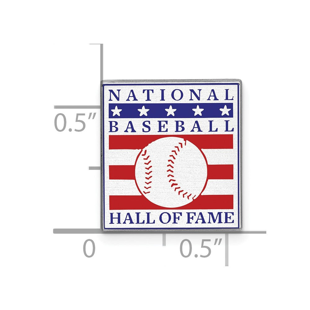 Alternate view of the Sterling Silver Baseball Hall of Fame Epoxy Square Lapel or Tie Pin by The Black Bow Jewelry Co.