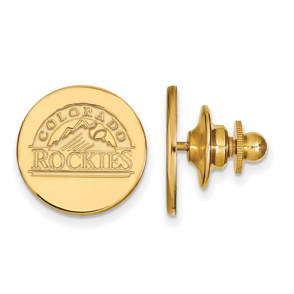 14K Gold Plated Silver MLB Colorado Rockies 15mm Lapel or Tie Pin, Item M11900 by The Black Bow Jewelry Co.
