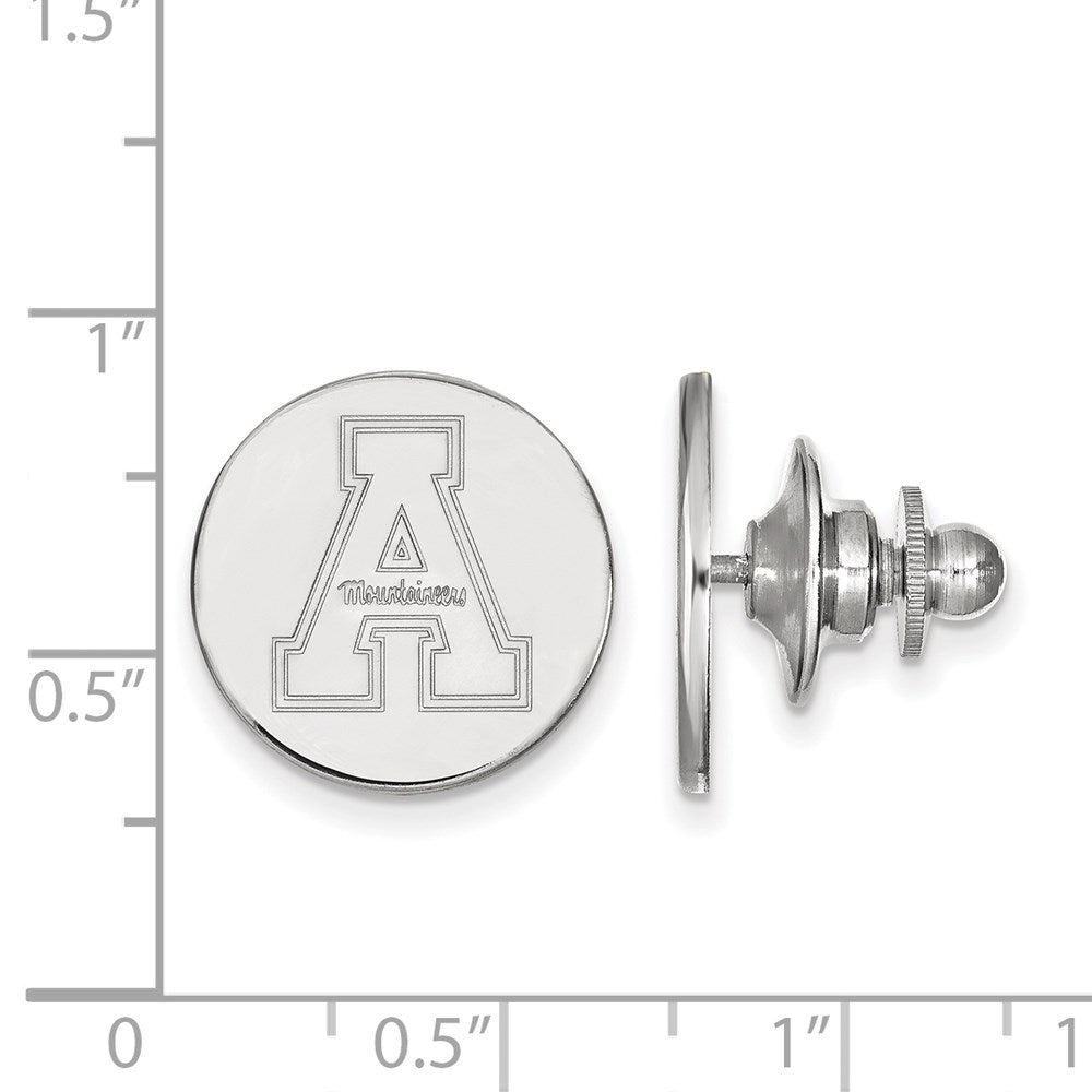 Alternate view of the 14K White Gold Appalachian State University 15mm Lapel or Tie Pin by The Black Bow Jewelry Co.