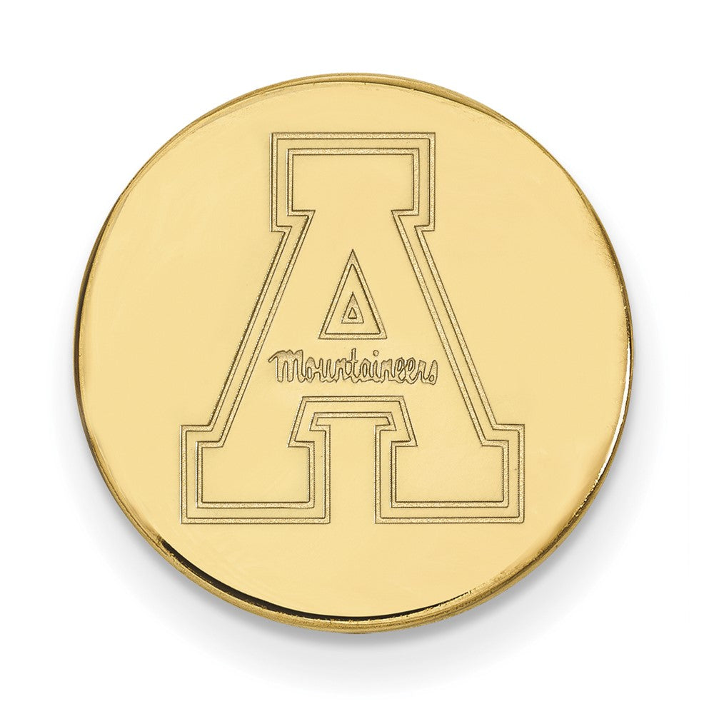 14K Gold Plated Silver Appalachian State U. 15mm Lapel or Tie Pin, Item M11904 by The Black Bow Jewelry Co.