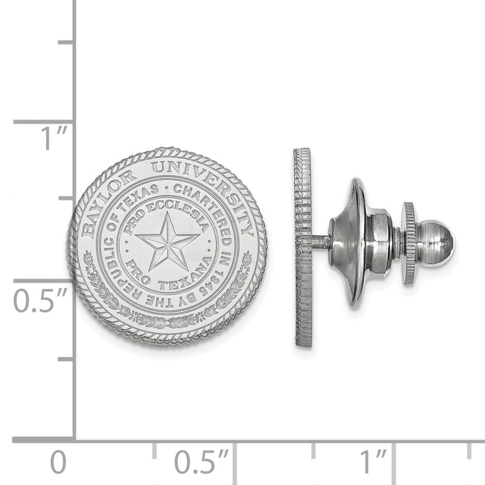 Alternate view of the 14K White Gold Baylor University Crest 15mm Lapel or Tie Pin by The Black Bow Jewelry Co.