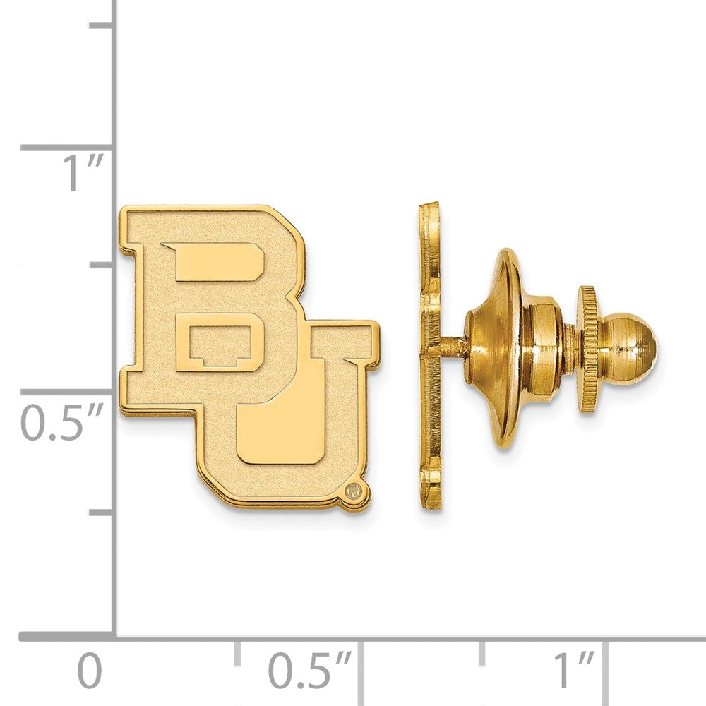 Alternate view of the 14K Yellow Gold Baylor University 15 x 17mm Lapel or Tie Pin by The Black Bow Jewelry Co.