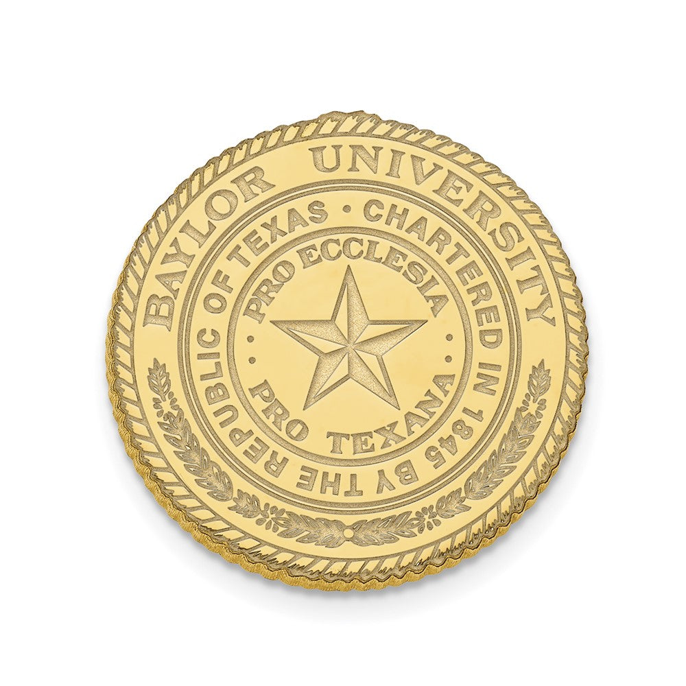 14K Yellow Gold Baylor University Crest 15mm Lapel or Tie Pin, Item M11921 by The Black Bow Jewelry Co.