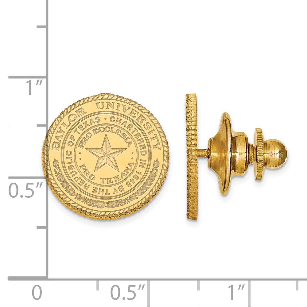 Alternate view of the 14K Yellow Gold Baylor University Crest 15mm Lapel or Tie Pin by The Black Bow Jewelry Co.