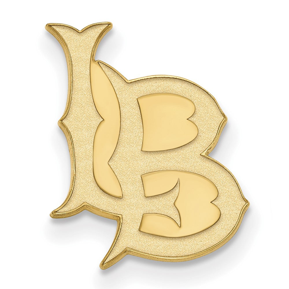 14K Gold Plated Silver CSU Long Beach 12 x 17mm Lapel or Tie Pin, Item M11926 by The Black Bow Jewelry Co.