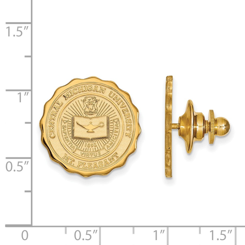 Alternate view of the 14K Yellow Gold Central Michigan U. Crest 18mm Lapel or Tie Pin by The Black Bow Jewelry Co.