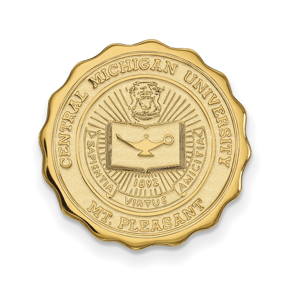 14K Gold Plated Silver Central Michigan U. Crest 18mm Lapel or Tie Pin, Item M11933 by The Black Bow Jewelry Co.