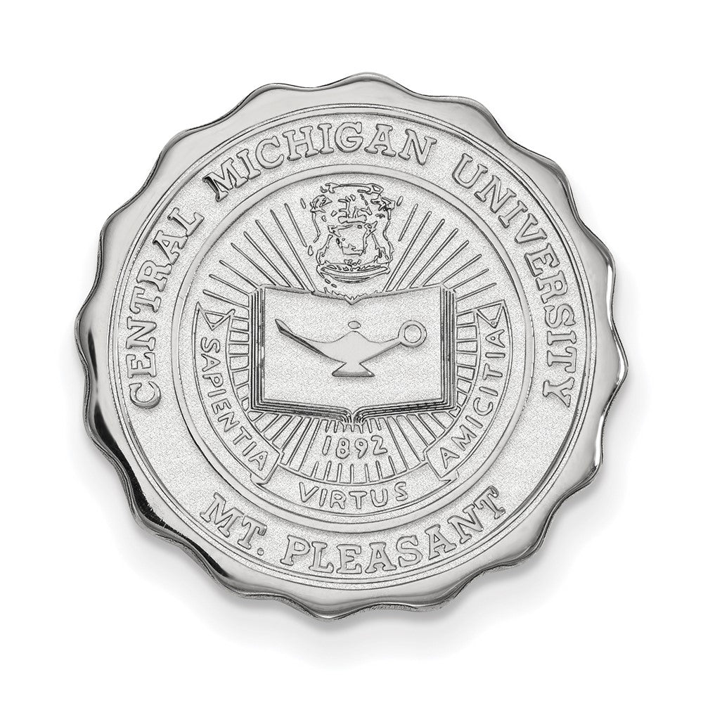 Sterling Silver Central Michigan U. Crest 18mm Lapel or Tie Pin, Item M11935 by The Black Bow Jewelry Co.