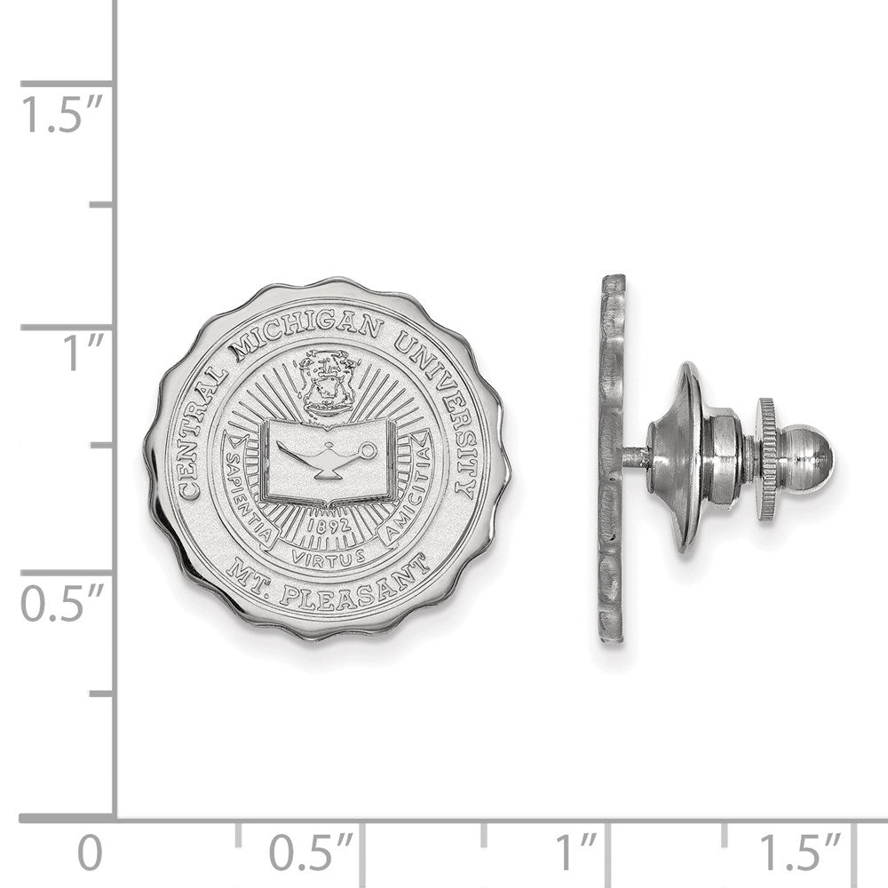 Alternate view of the Sterling Silver Central Michigan U. Crest 18mm Lapel or Tie Pin by The Black Bow Jewelry Co.