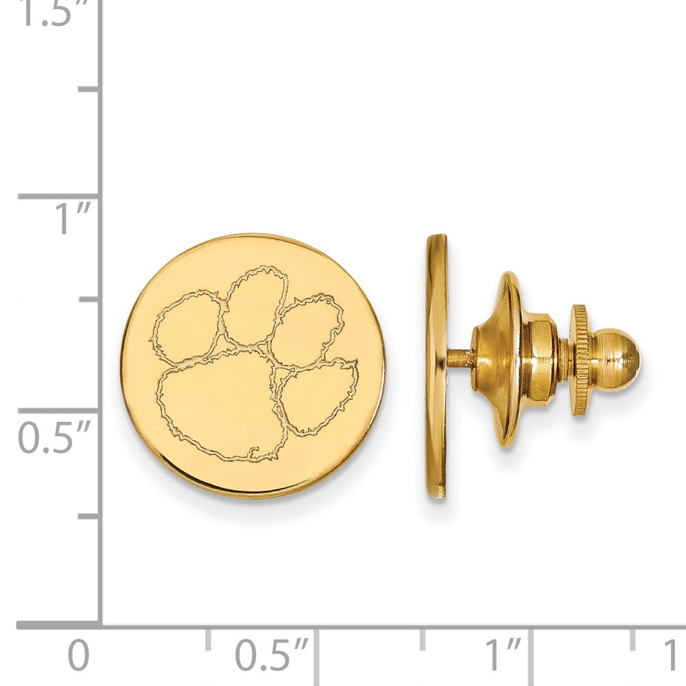 Alternate view of the 14K Yellow Gold Clemson University 15mm Lapel or Tie Pin by The Black Bow Jewelry Co.