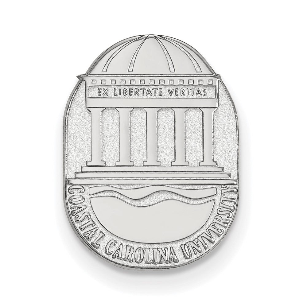 14K White Gold Coastal Carolina U. Crest 11x16mm Lapel or Tie Pin, Item M11941 by The Black Bow Jewelry Co.