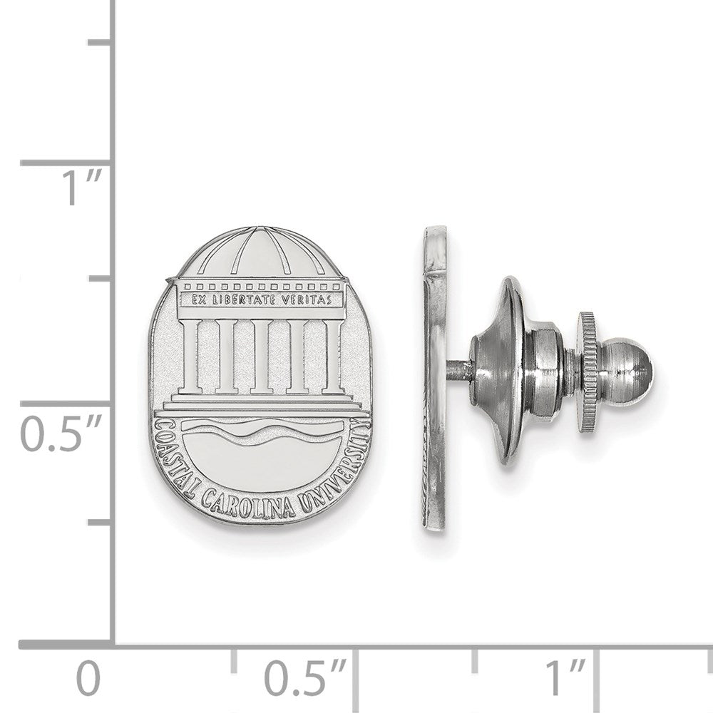 Alternate view of the Sterling Silver Coastal Carolina U. Crest 11x16mm Lapel or Tie Pin by The Black Bow Jewelry Co.