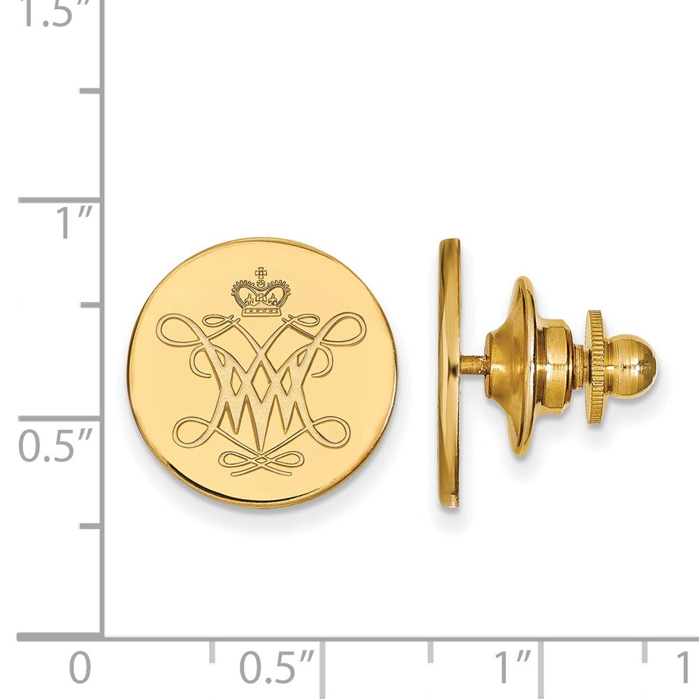 Alternate view of the 14K Yellow Gold College of William and Mary 15mm Lapel or Tie Pin by The Black Bow Jewelry Co.