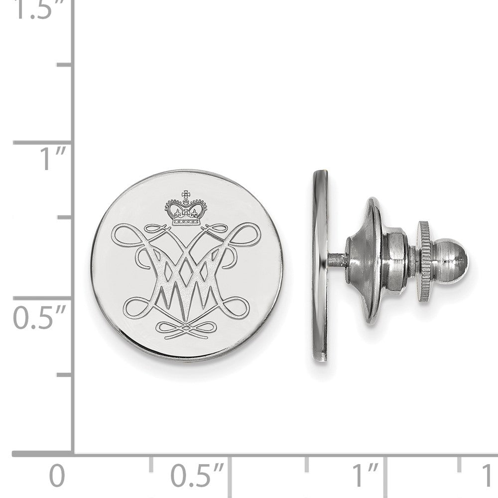 Alternate view of the Sterling Silver College of William and Mary 15mm Lapel or Tie Pin by The Black Bow Jewelry Co.