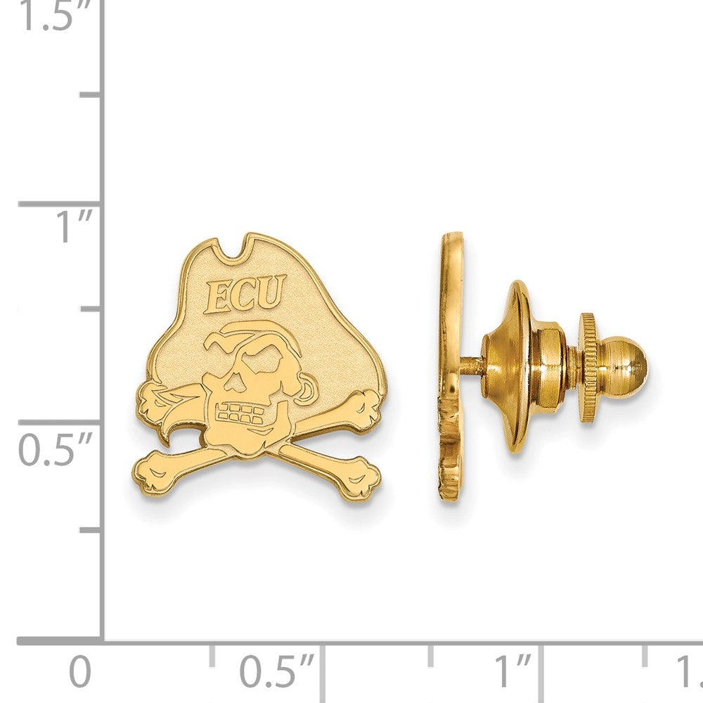 Alternate view of the 14K Yellow Gold East Carolina University 15mm Lapel or Tie Pin by The Black Bow Jewelry Co.