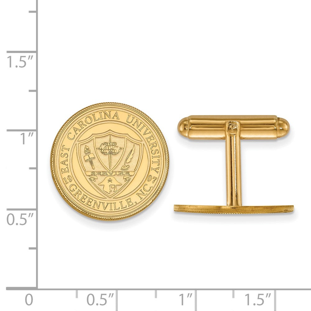 Alternate view of the 14K Gold Plated Silver East Carolina U. Crest 18mm Lapel or Tie Pin by The Black Bow Jewelry Co.