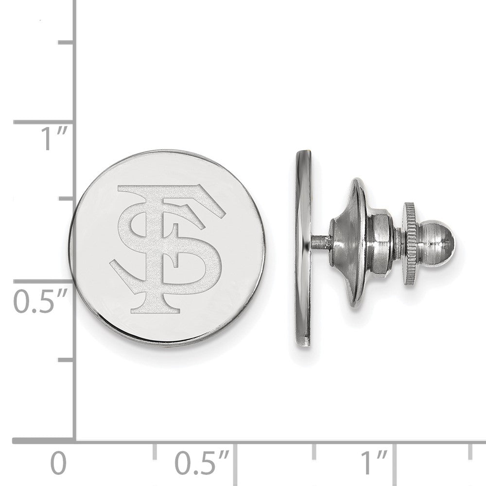 Alternate view of the 14K White Gold Florida State University 'FS' 15mm Lapel or Tie Pin by The Black Bow Jewelry Co.