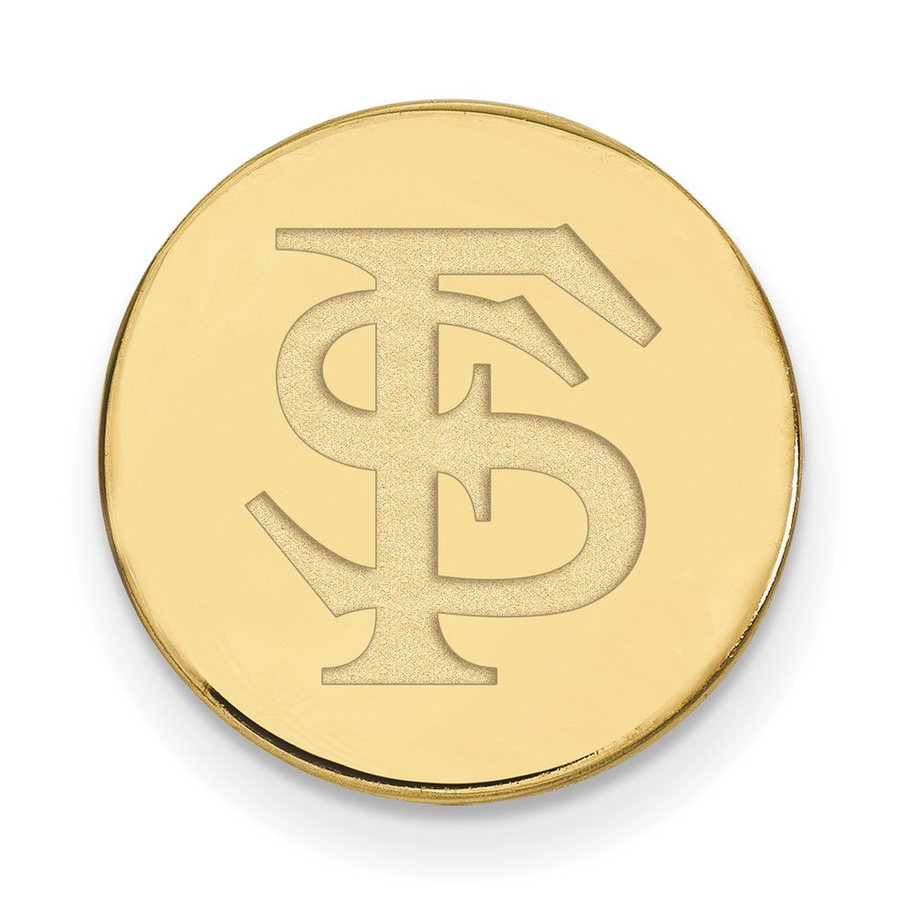 14K Gold Plated Silver Florida State U. 'FS' 15mm Lapel or Tie Pin, Item M11963 by The Black Bow Jewelry Co.