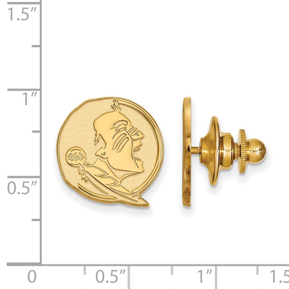 Alternate view of the 14K Gold Plated Silver Florida State University 15mm Lapel or Tie Pin by The Black Bow Jewelry Co.