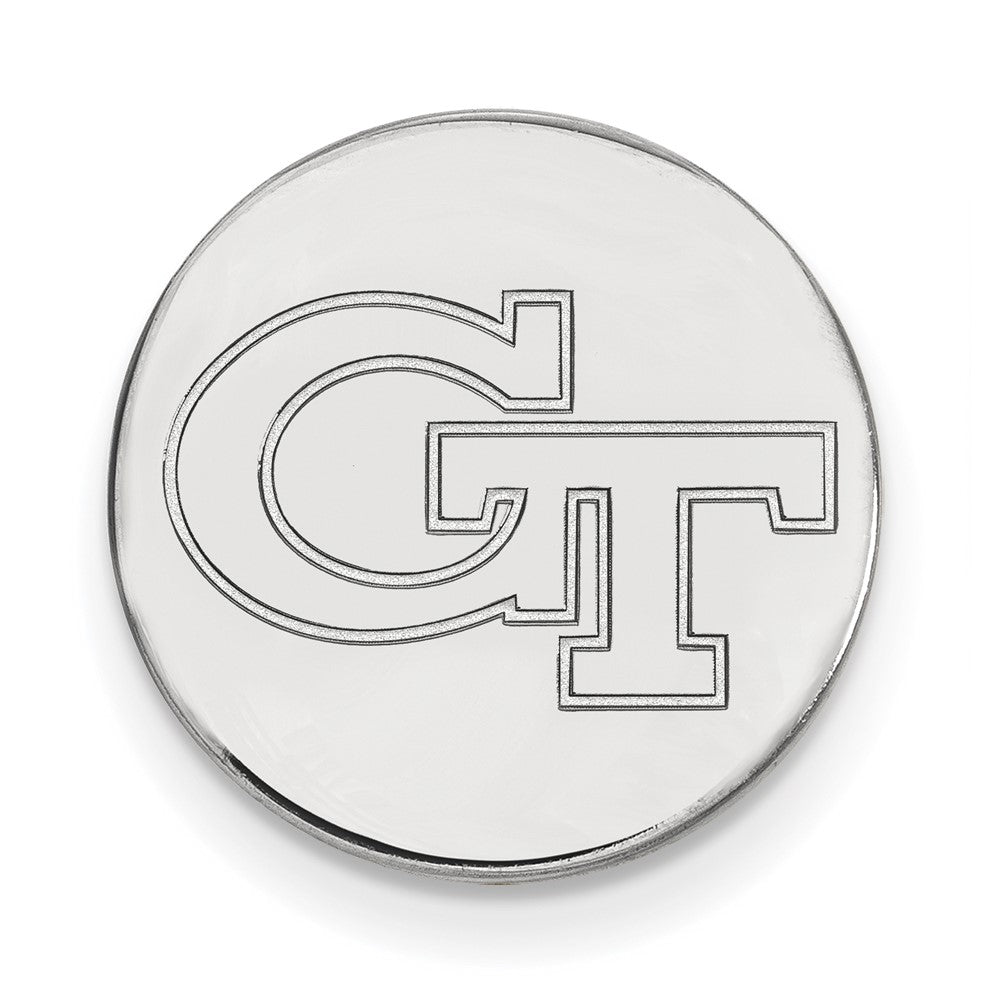 14K White Gold Georgia Technology 15mm Lapel or Tie Pin, Item M11968 by The Black Bow Jewelry Co.