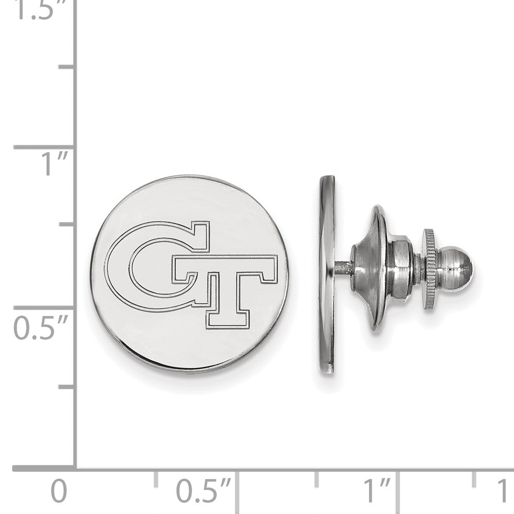 Alternate view of the 14K White Gold Georgia Technology 15mm Lapel or Tie Pin by The Black Bow Jewelry Co.