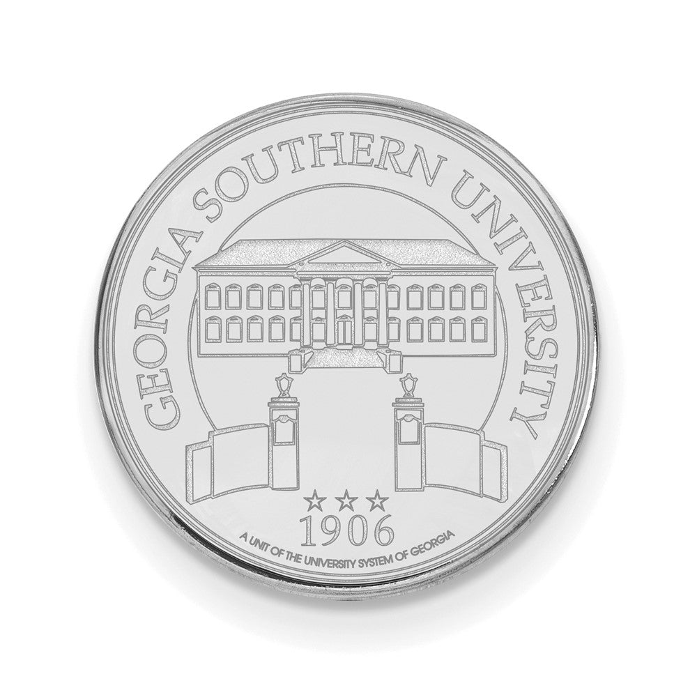14K White Gold Georgia Southern University Crest 15mm Lapel or Tie Pin, Item M11975 by The Black Bow Jewelry Co.