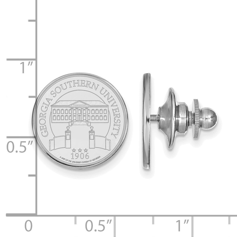 Alternate view of the 14K White Gold Georgia Southern University Crest 15mm Lapel or Tie Pin by The Black Bow Jewelry Co.