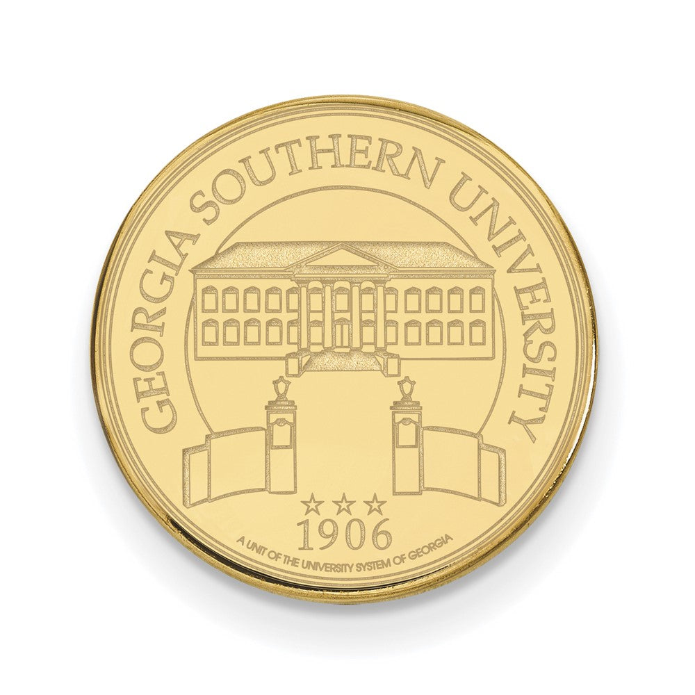 14K Gold Plated Silver Georgia Southern U. Crest 15mm Lapel / Tie Pin, Item M11977 by The Black Bow Jewelry Co.