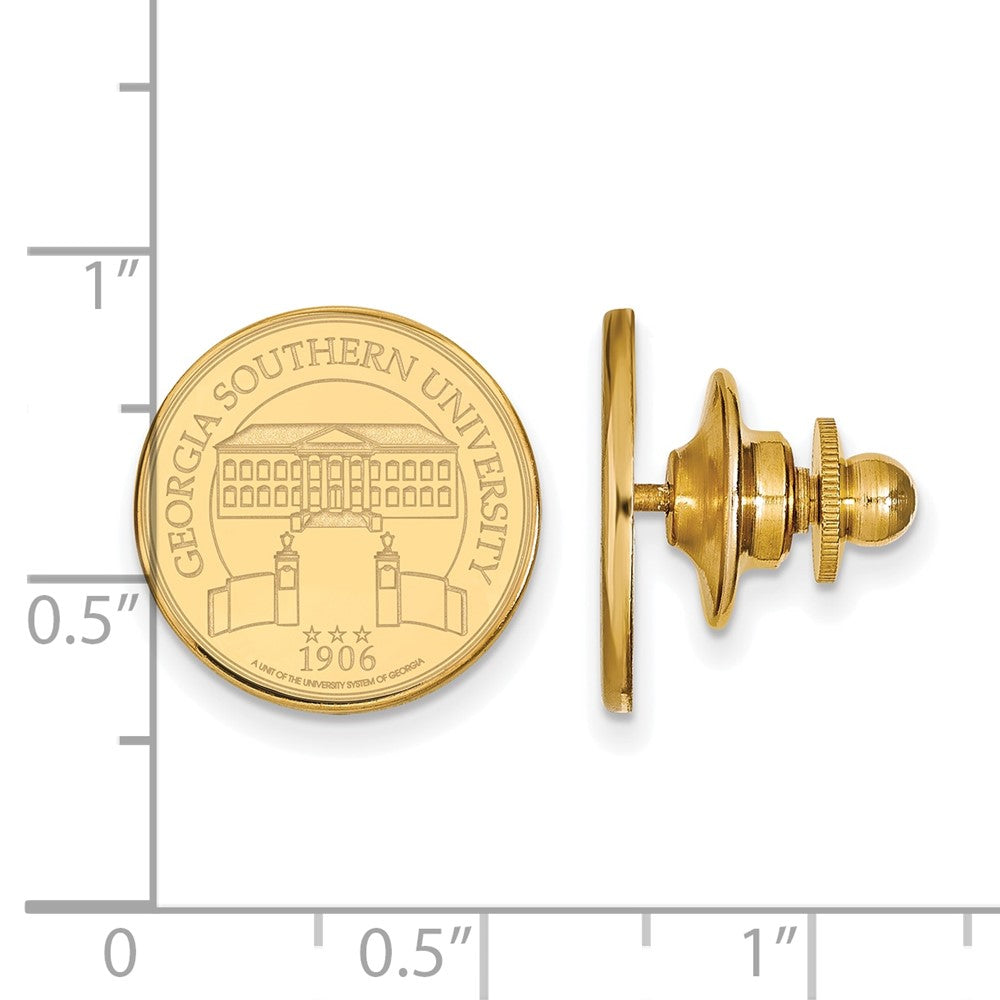 Alternate view of the 14K Gold Plated Silver Georgia Southern U. Crest 15mm Lapel / Tie Pin by The Black Bow Jewelry Co.