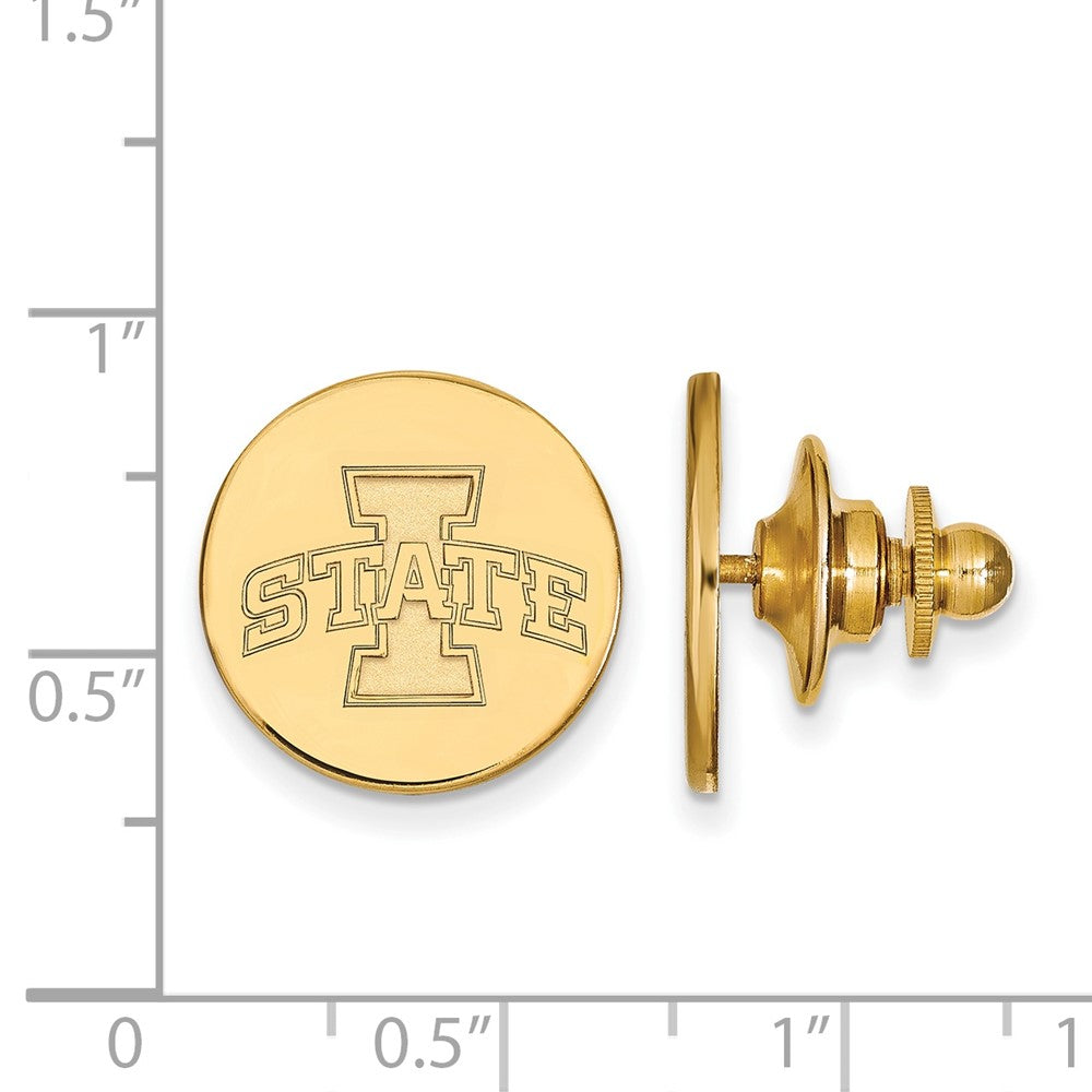 Alternate view of the 14K Yellow Gold Iowa State University 15mm Lapel or Tie Pin by The Black Bow Jewelry Co.