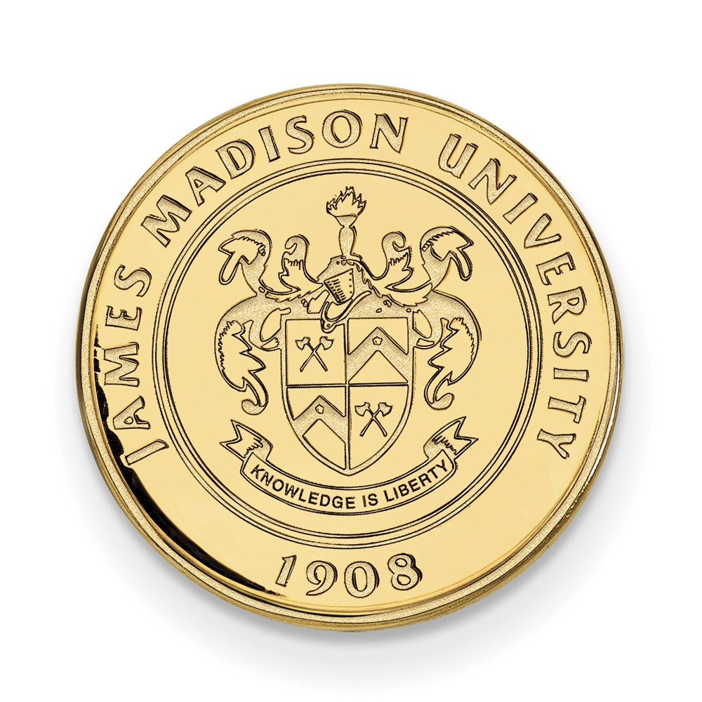 14K Yellow Gold James Madison University Crest 15mm Lapel or Tie Pin, Item M11985 by The Black Bow Jewelry Co.