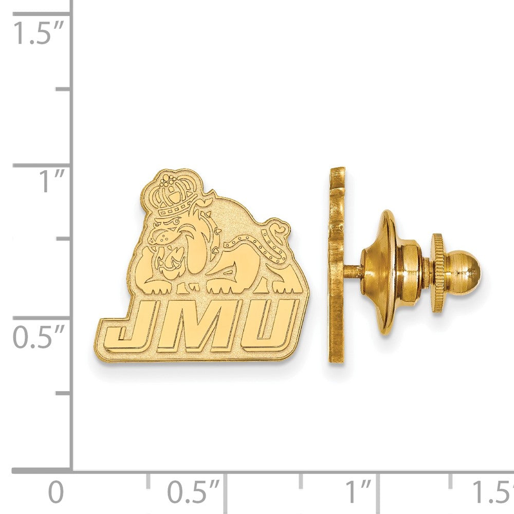 Alternate view of the 14K Gold Plated Silver James Madison University 19mm Lapel or Tie Pin by The Black Bow Jewelry Co.
