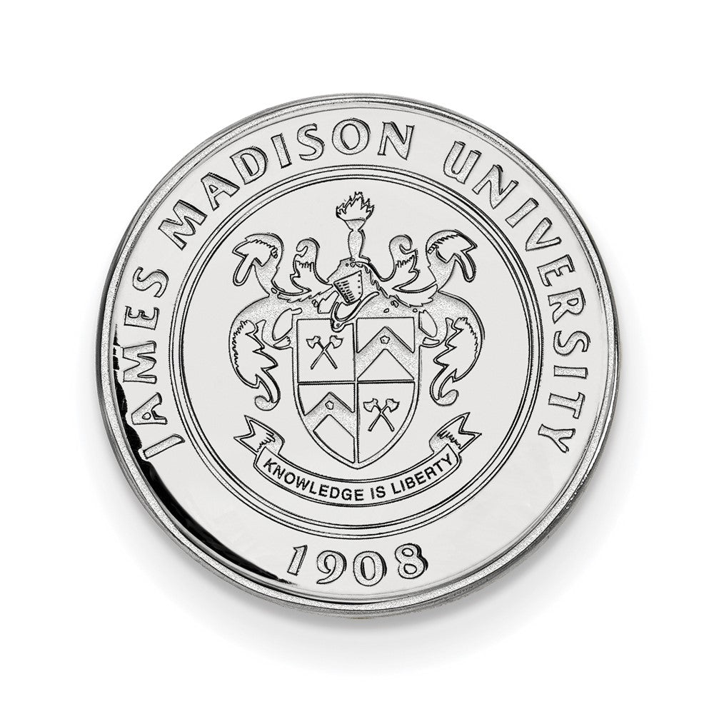 Sterling Silver James Madison University Crest 15mm Lapel or Tie Pin, Item M11989 by The Black Bow Jewelry Co.