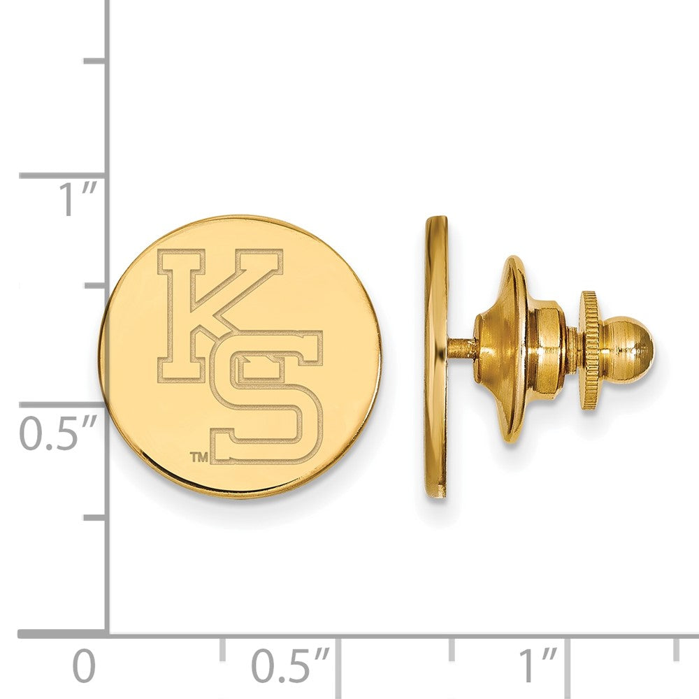 Alternate view of the 14K Yellow Gold Kansas State University 15mm Lapel or Tie Pin by The Black Bow Jewelry Co.