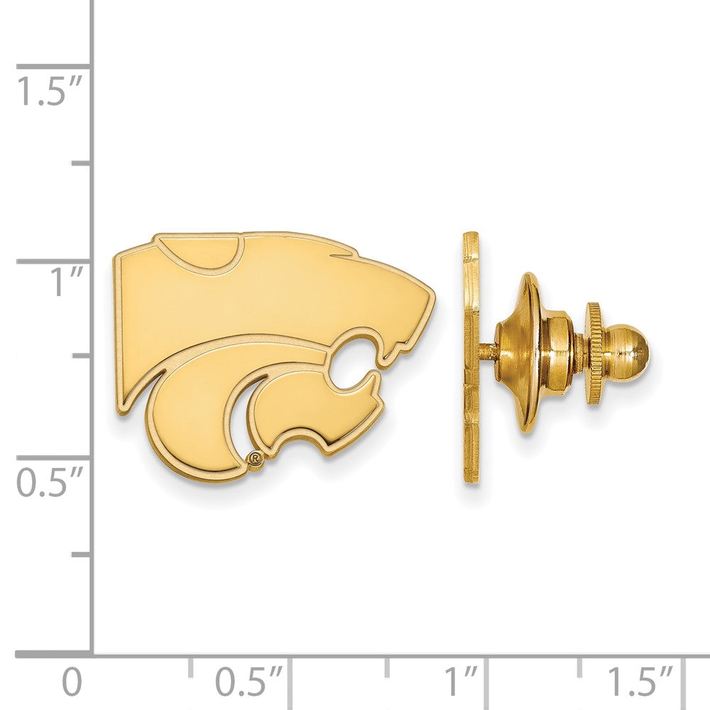 Alternate view of the 14K Gold Plated Silver Kansas State University 20mm Lapel or Tie Pin by The Black Bow Jewelry Co.