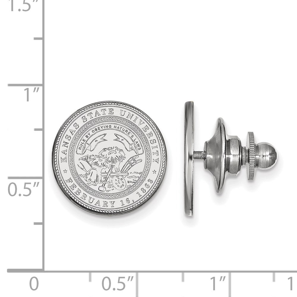 Alternate view of the Sterling Silver Kansas State University Crest 15mm Lapel or Tie Pin by The Black Bow Jewelry Co.