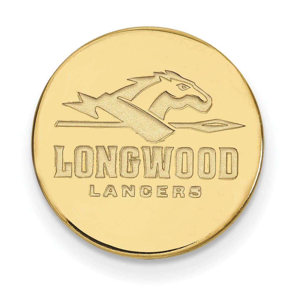 14K Gold Plated Silver Longwood University 15mm Lapel or Tie Pin, Item M12005 by The Black Bow Jewelry Co.