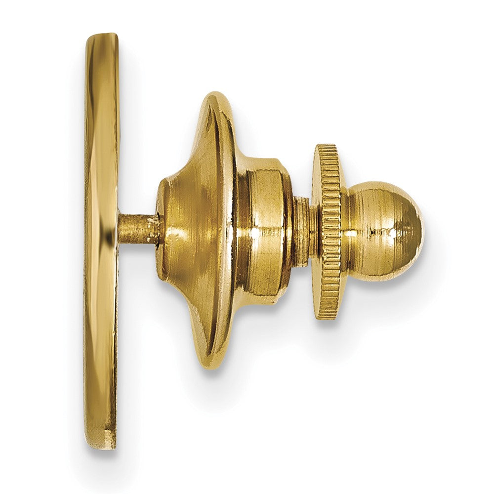 Alternate view of the 14K Gold Plated Silver Longwood University 15mm Lapel or Tie Pin by The Black Bow Jewelry Co.