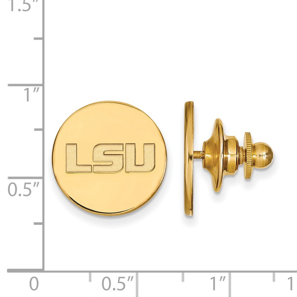 Alternate view of the 14K Gold Plated Silver Louisiana State University 15mm Lapel / Tie Pin by The Black Bow Jewelry Co.