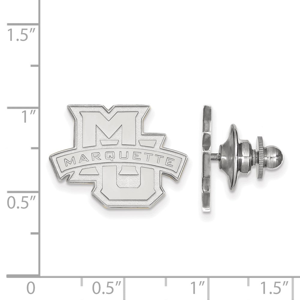 Alternate view of the 14K White Gold Marquette University 20mm Lapel or Tie Pin by The Black Bow Jewelry Co.