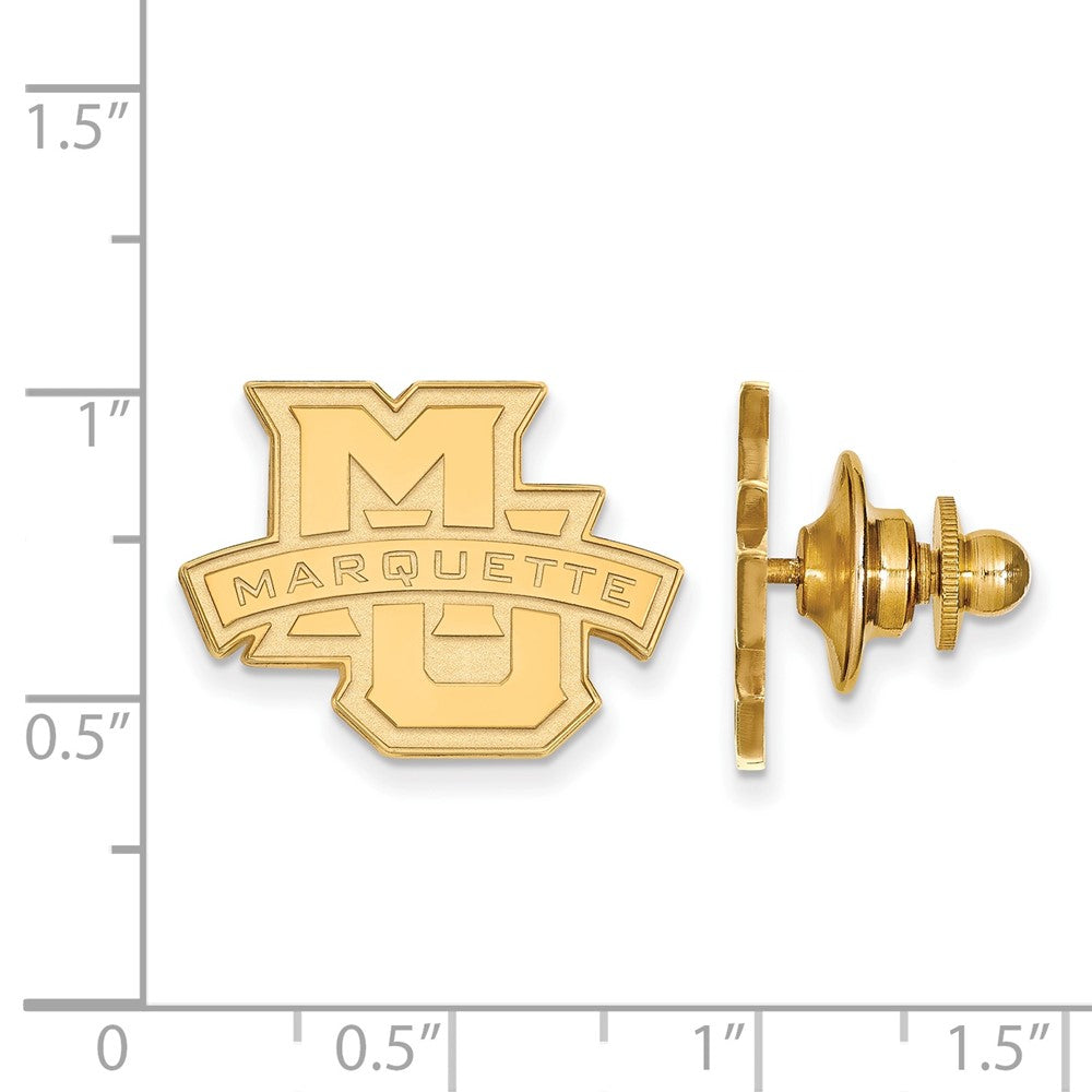 Alternate view of the 14K Gold Plated Silver Marquette University 20mm Lapel or Tie Pin by The Black Bow Jewelry Co.