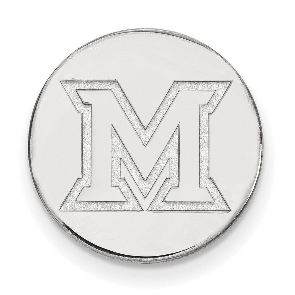 14K White Gold Miami University Ohio 15mm Lapel or Tie Pin, Item M12015 by The Black Bow Jewelry Co.