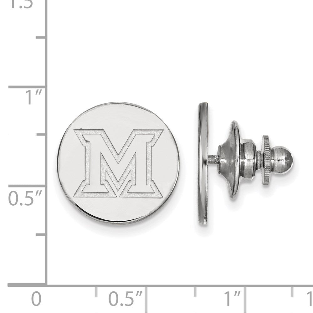 Alternate view of the 14K White Gold Miami University Ohio 15mm Lapel or Tie Pin by The Black Bow Jewelry Co.