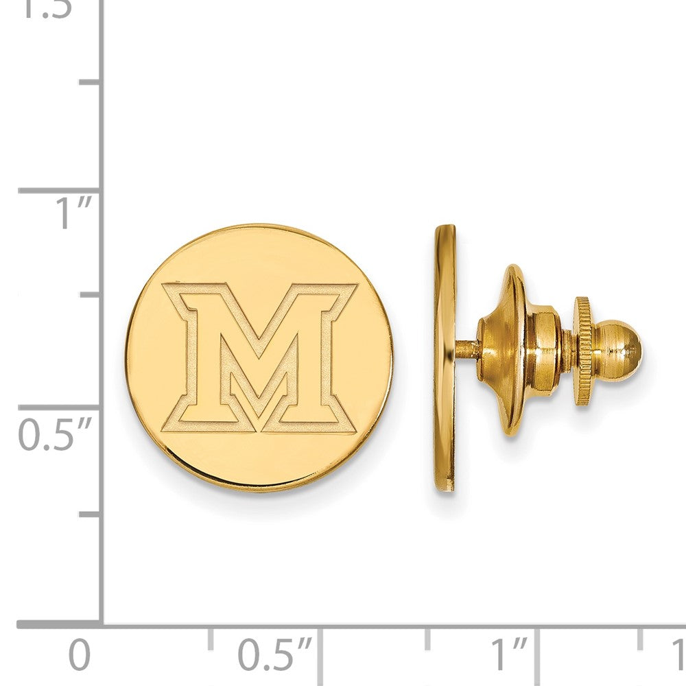 Alternate view of the 14K Yellow Gold Miami University Ohio 15mm Lapel or Tie Pin by The Black Bow Jewelry Co.