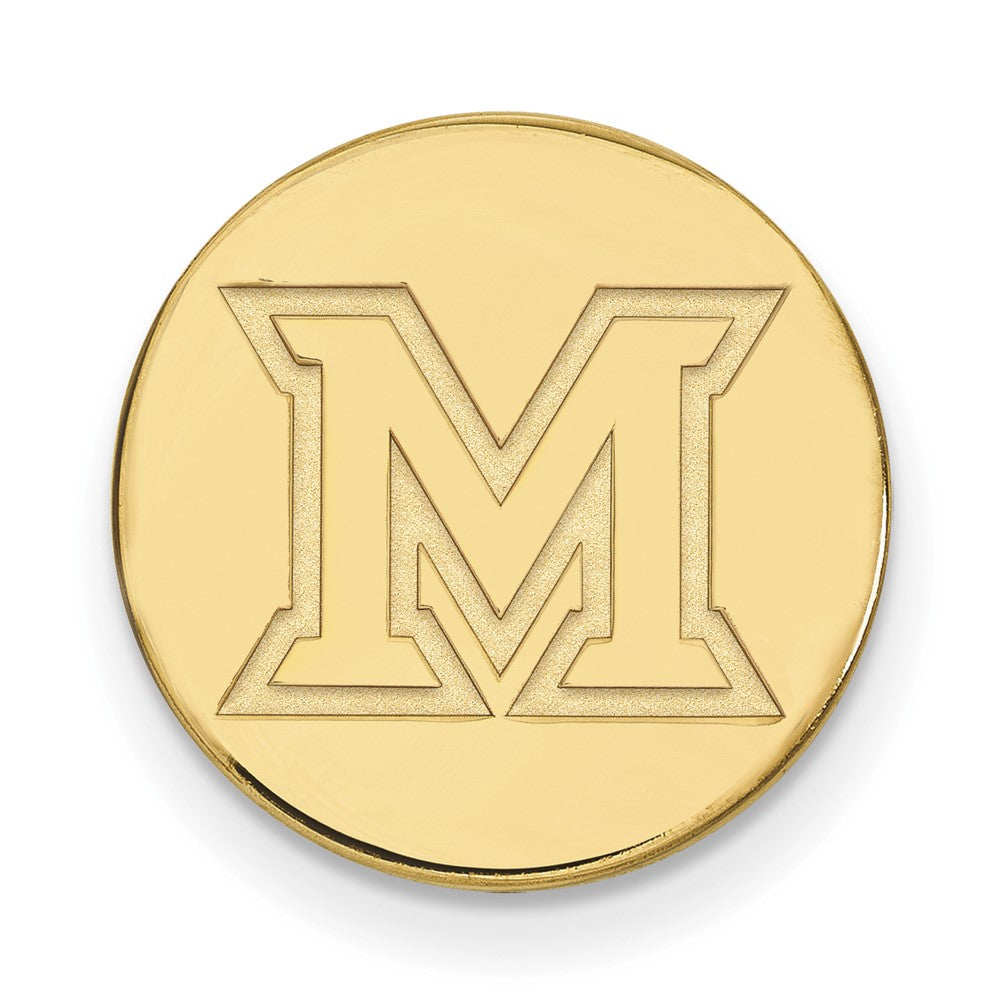 14K Gold Plated Silver Miami University Ohio 15mm Lapel or Tie Pin, Item M12017 by The Black Bow Jewelry Co.